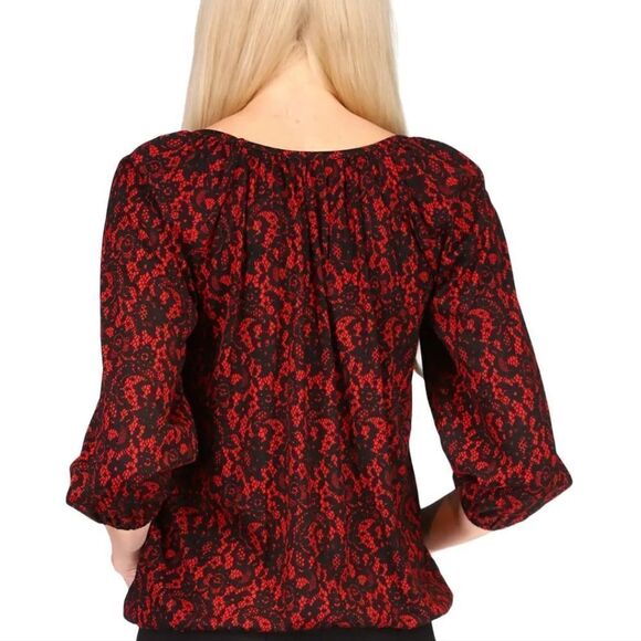 Nwt MICHEAL KORS LACE PRINT PEASANT TOP W SIDE DETAIL - Picture 5 of 10